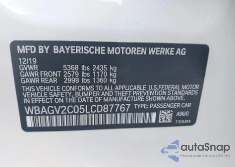 2020 BMW 840I Gran Coupe from USA, damaged, VIN WBAGV2C05LCD87767